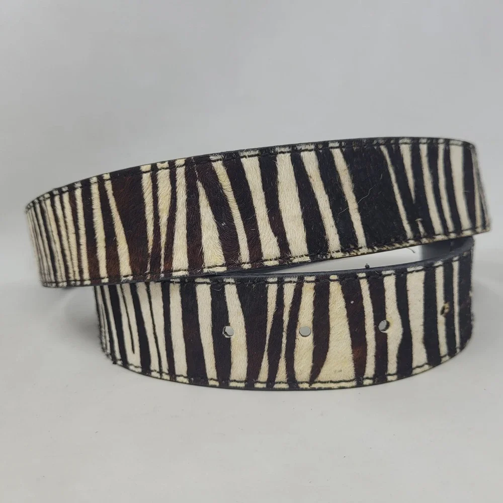 Zebra Print Belt Small Haircalf Animal Print Statement Y2K Mob Wife 90s Boho